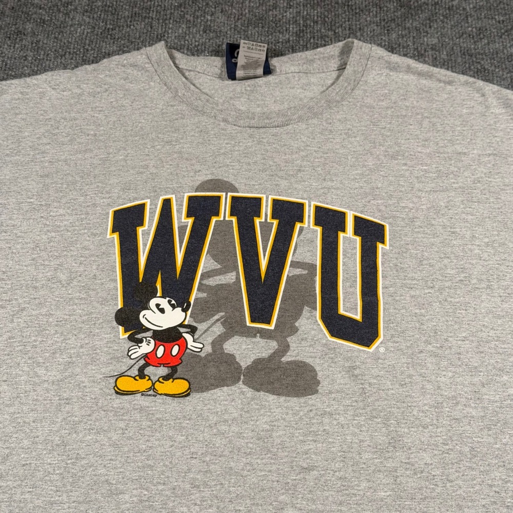 Disney West Virginia University WVU College Mickey Mouse T-Shirt Gray Mens 2XL